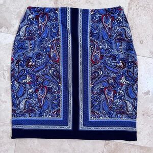 Talbots Ponte Knit Bandana Print Pencil Skirt